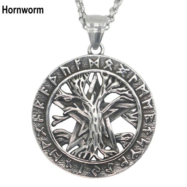 Collana con ciondolo celtico dell'albero della vita, da uomo, in acciaio inossidabile, stile punk, retrò, vintage, cool, vichingo, runa_voghion.com