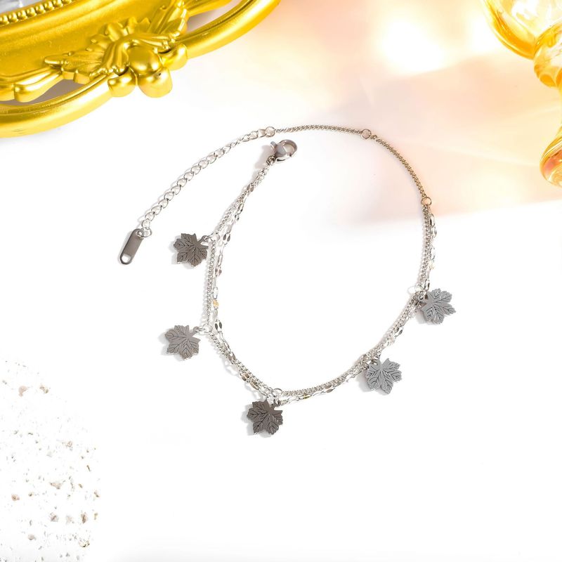 Five Maple Leaf Anklets Summer Non-Fading Fashion Versatile Internet Celebrity Niche Design_voghion.com
