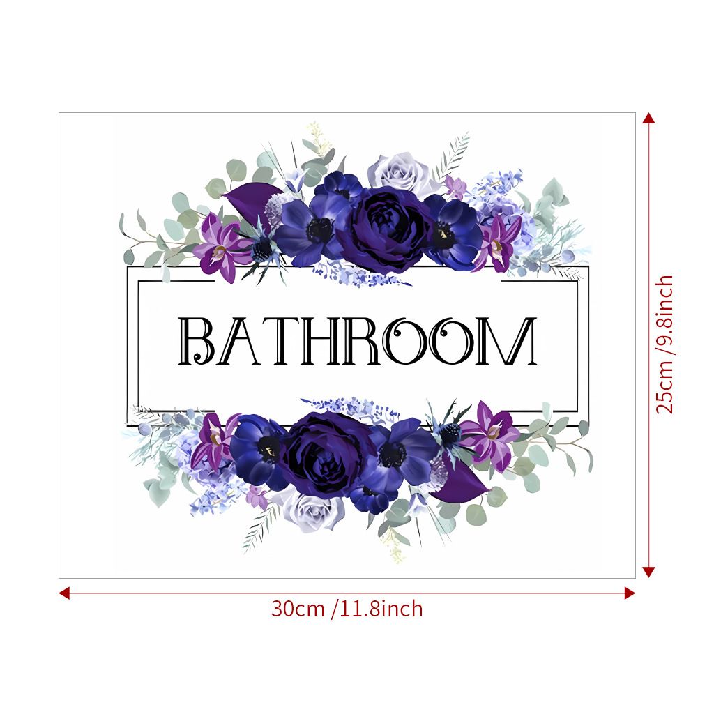 Blue Rose PVC N1695 Bathroom Decoration Self Adhesive Wall Stickers_voghion.com