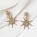 Fashion New Snowflake Style Full Diamond Back Hanging Hexagram Stud Earrings Accessories_voghion.com