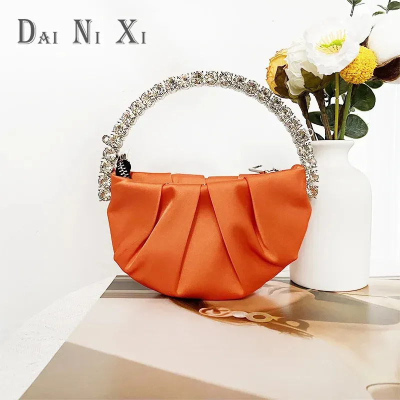 Dai Ni Xi Borsa a mano piccola in pelle da donna, mini borsa da sera con strass, pochette, borsa per soldi 250312_voghion.com
