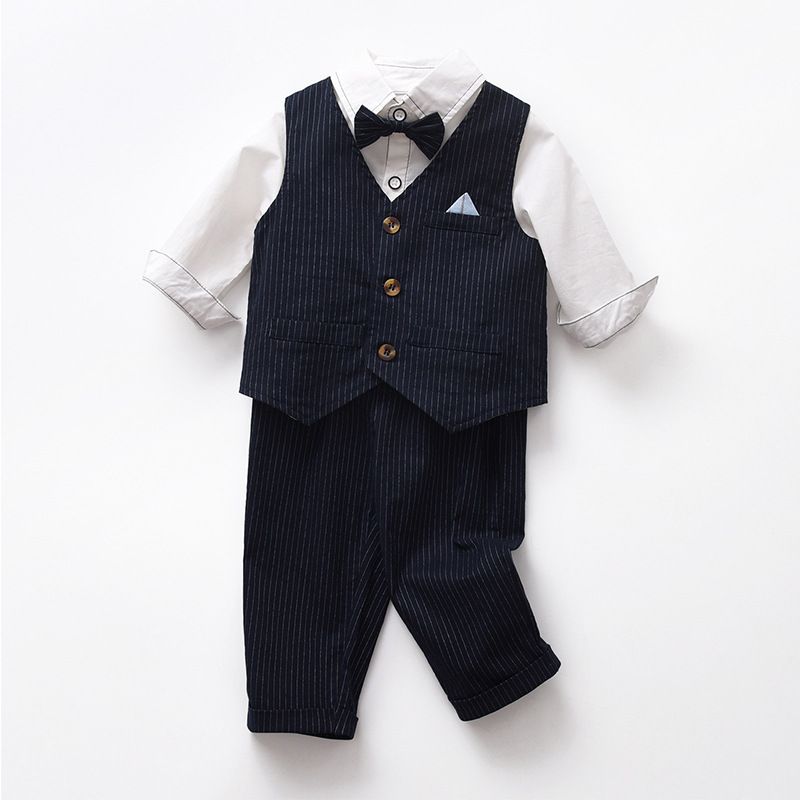 Boys Suit Autumn Long Sleeved Children's Shirt One Year Old Gentleman Suit Dress Spring Vest Baby Boy Three Piece Suit_voghion.com