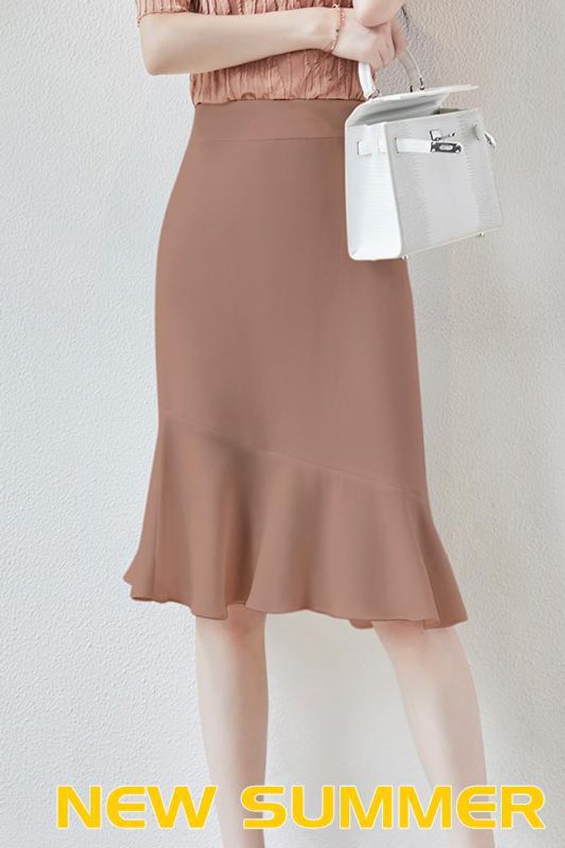 Recommend triacetic acid slimming, high waisted, fishtail wrapped buttocks, lotus leaf arranged OL half length short_voghion.com
