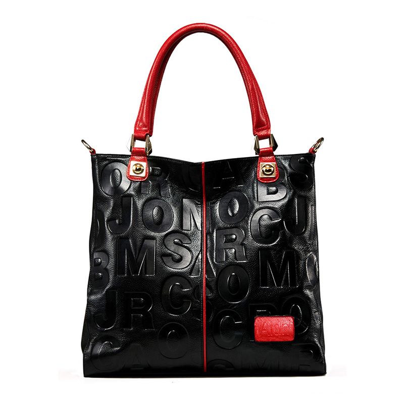 Borsa da donna New Urban Simple Borsa tote in pelle con testo Borsa a tracolla da donna in vera pelle con lettera_voghion.com