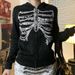 Y2K Subculture Chain Skeleton Print Loose Hoodie Streetwear Niche Casual Zipper Thin Jacket_voghion.com