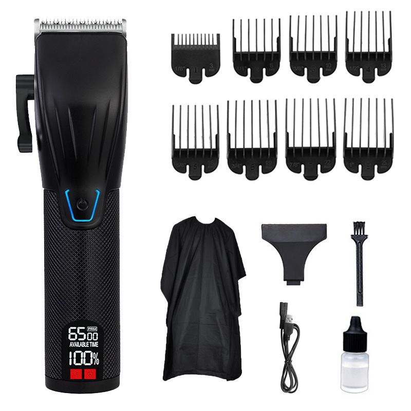 Tagliacapelli elettrico professionale, display LCD per batteria e lunghezza, 5 pettini guida, senza fili, utilizzo per 120 minuti_voghion.com