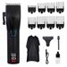 Tagliacapelli elettrico professionale, display LCD per batteria e lunghezza, 5 pettini guida, senza fili, utilizzo per 120 minuti_voghion.com