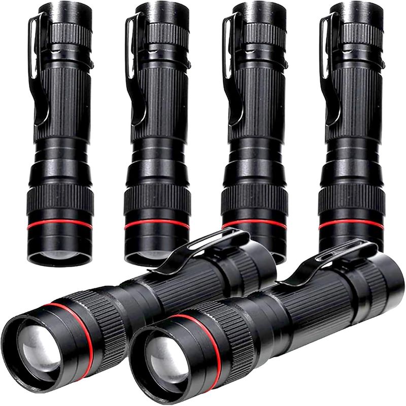 6er-Pack kleine Mini-LED-Taschenlampe, Einzelmodus-Zoom-AA-Batterie mit Taschenclip, tragbare EDC-Taschenlampen als Geschenk, für Notfälle, Camping, Wandern_voghion.com