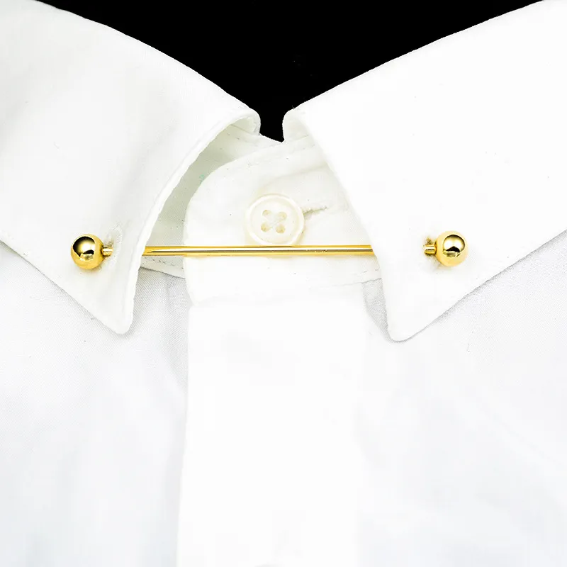 Men's Jewelry High Quality Round Ball Men's Business Shirt Collar Pin Collar Pin Collar Flower One Line Thread Buckle Metal Collar Angle Rod_voghion.com