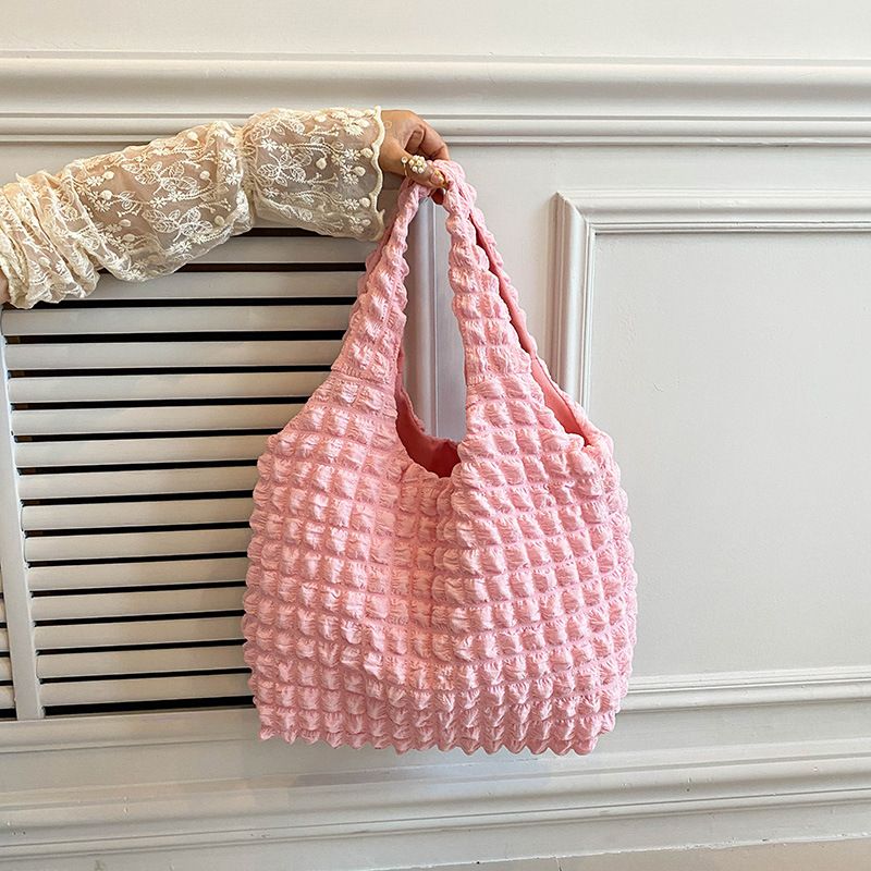 Borsa a secchiello casual versatile alla moda monospalla, stile coreano, da donna, autunno 2022, morbida e plissettata_voghion.com