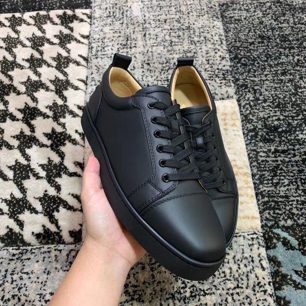 Top-level Version Standard Red Sole Low Top Leather Shoes Rivet Rhinestone Trendy Men's Non-Slip Wear-Resistant Lace-Up_voghion.com
