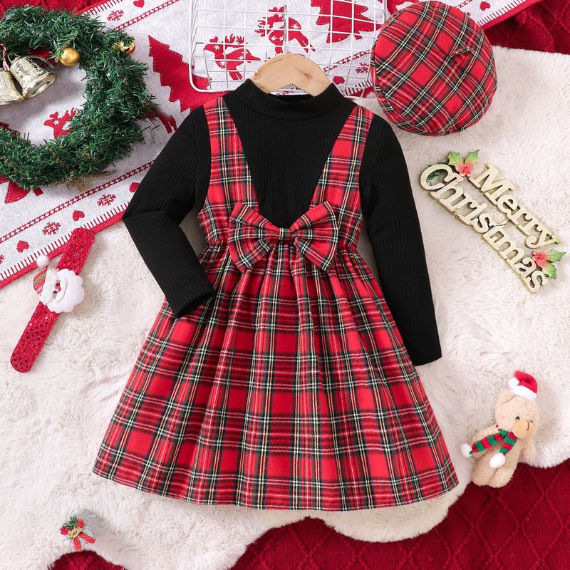 EW Children's Clothing New Product for Girls' Autumn and Winter, Two piece Grid Dress Q1873-C_voghion.com