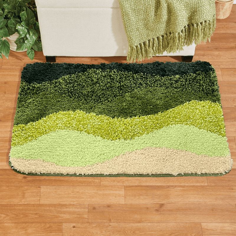 Flocking Shaped Living Room Household INS Wind Light Blue Wave Anti slip, Dirty and Washable Bedside Carpet Floor Mat_voghion.com
