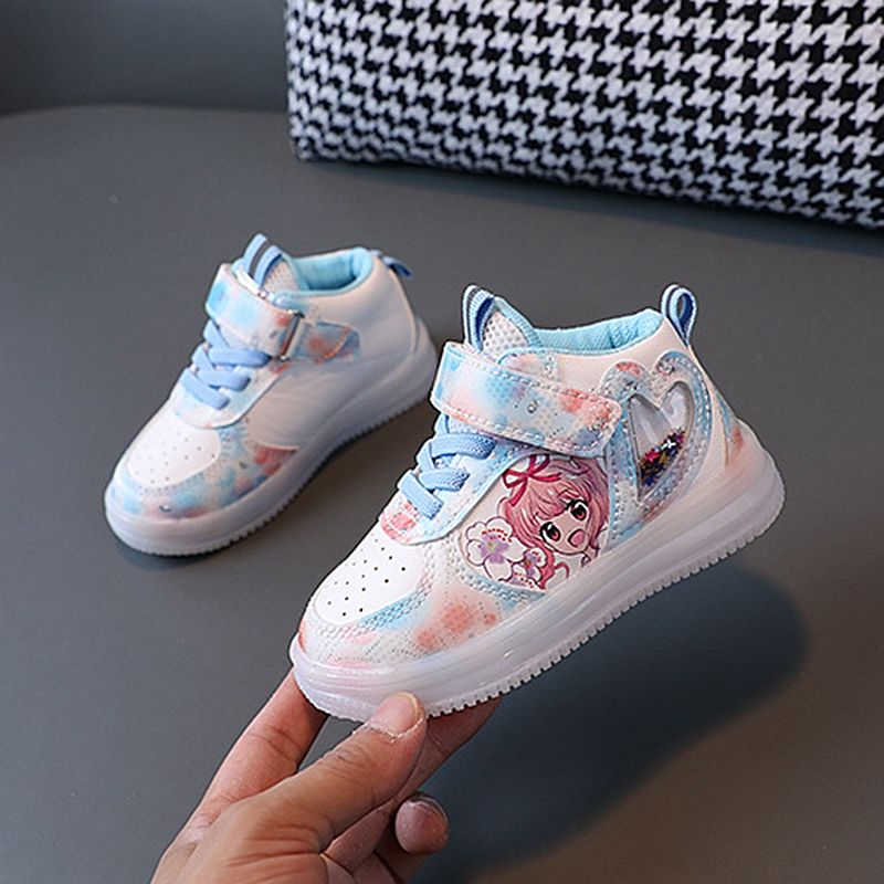 SHLIANG LED dziecięce buty dla dziewczynek śliczne buty z kreskówek dziecięce buty płócienne kawaii dla dziewczynek miękkie trampki na podeszwie obuwie codzienne S106B_voghion.com