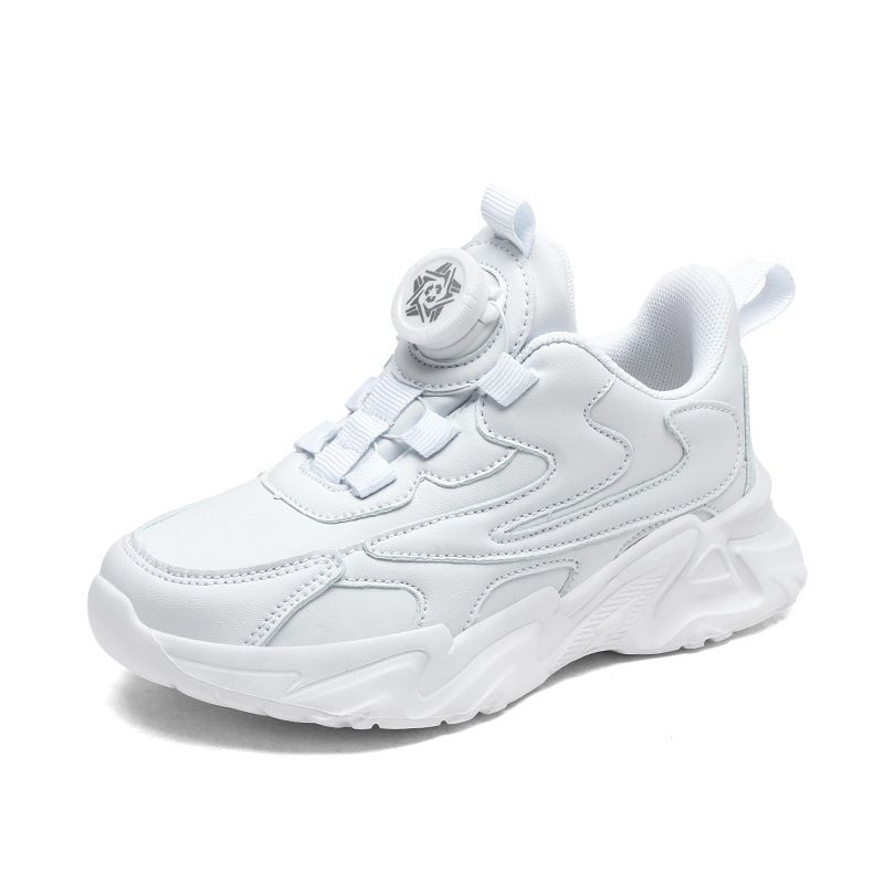 Children's Shoes Children's White Shoes Mesh Breathable Spring And Summer New Boys' White Sports Shoes Girls' White Shoes Rotating Buttons_voghion.com