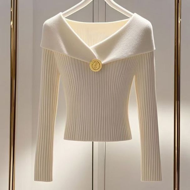 Damenbekleidung im neuen Stil, modisch, schick, französische Langarmoberteile für Damen, Design mit kleinem Duft, Temperamenttrend_voghion.com