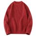 Waffle round neck pullover autumn and winter casual knitwear bf lazy loose trendy sweater for men's style_voghion.com