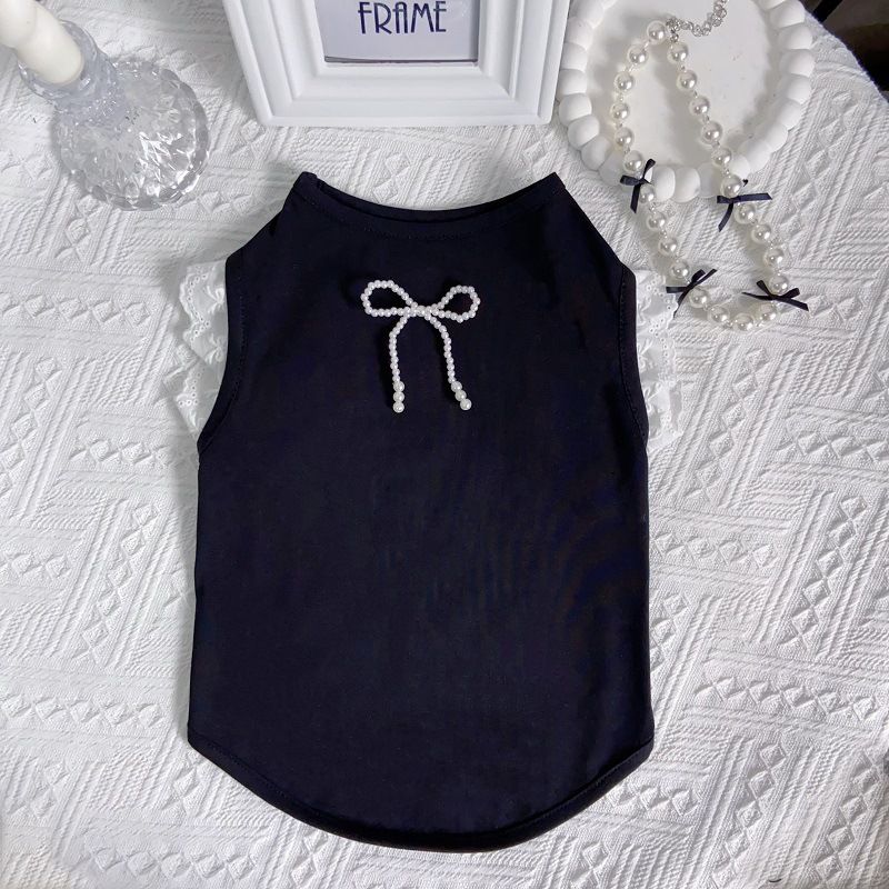 Pet T-Shirt Lace Bowknot Cotton Vest Teddy Schnauzer Yorkshire Terrier Cat Small Dog Summer Clothes_voghion.com