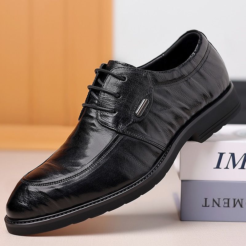 Men's leather sandals Business casual men's hollow trend pointed shoes_voghion.com