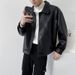 Men's Clothing retro lapel short pu leather casual jacket men's niche net celebrity loose leather jacket _voghion.com