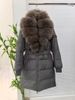 Luxury Long Puffer Coat With Fox Fur Collar – Elegant Belted Winter Jacket, Warm Duck Down, Slim Fit, Timeless Style For Women_voghion.com