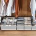 Set di 4 contenitori per cassetti - Scatole portaoggetti per armadio per calzini, biancheria intima e accessori (divisori pieghevoli regolabili in rete trasparente bianco/grigio)_voghion.com