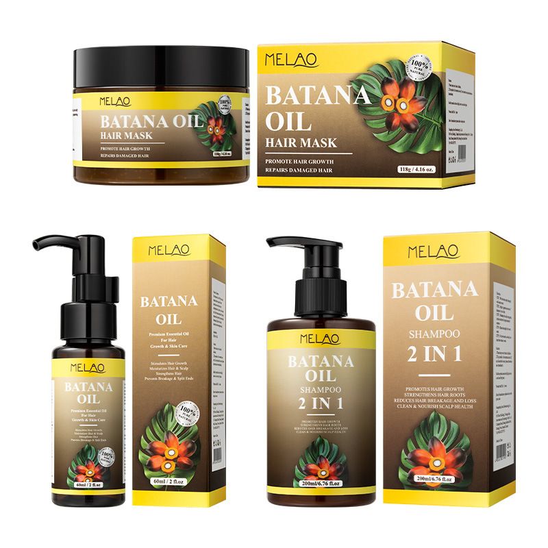 Haarpflege-Sets Batana-Öl Haarpflege Geschenkbox Spülung Shampoo Ätherisches Öl Haarmaske Waschen und Pflegen Dreiteiliges Set_voghion.com
