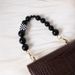 Vintage Handmade Color-Block Black Resin Bag Handheld Acrylic Beaded Chain_voghion.com