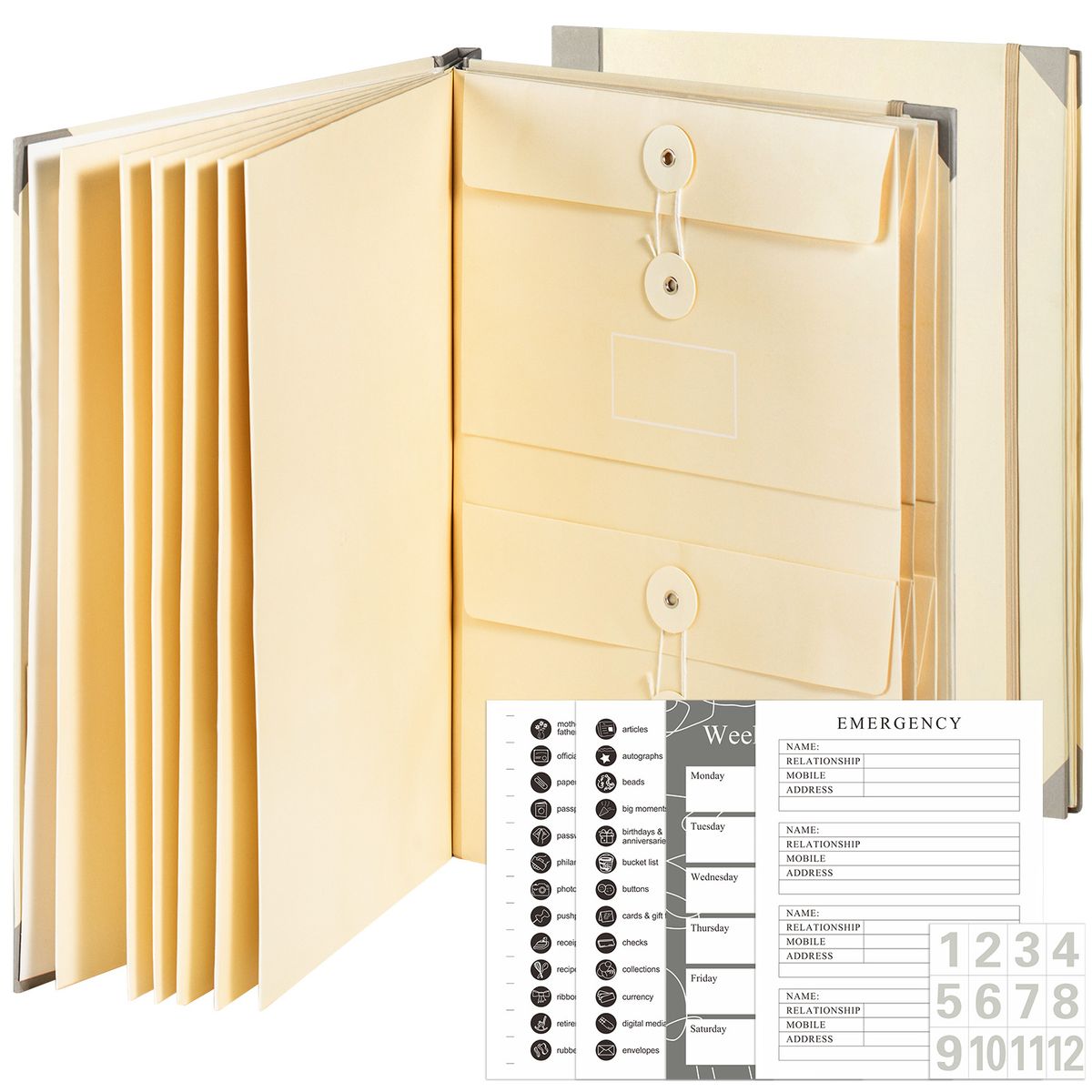 Raccoglitore "In Case I Go Missing" - Cartella portaoggetti tascabile Manila con adesivi, formato A4, 3 colori (blu, rosa, kaki), perfetta per viaggi, scuola e regali_voghion.com