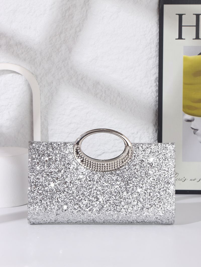 Nuova borsa da sera grande con anello rotondo, pochette di tendenza alla moda scintillante con texture di alta qualità_voghion.com