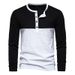 autunno e inverno nuova T-shirt a maniche lunghe da uomo strato base color block a quattro bottoni con colletto Henry T-shirt a maniche lunghe da uomo_voghion.com