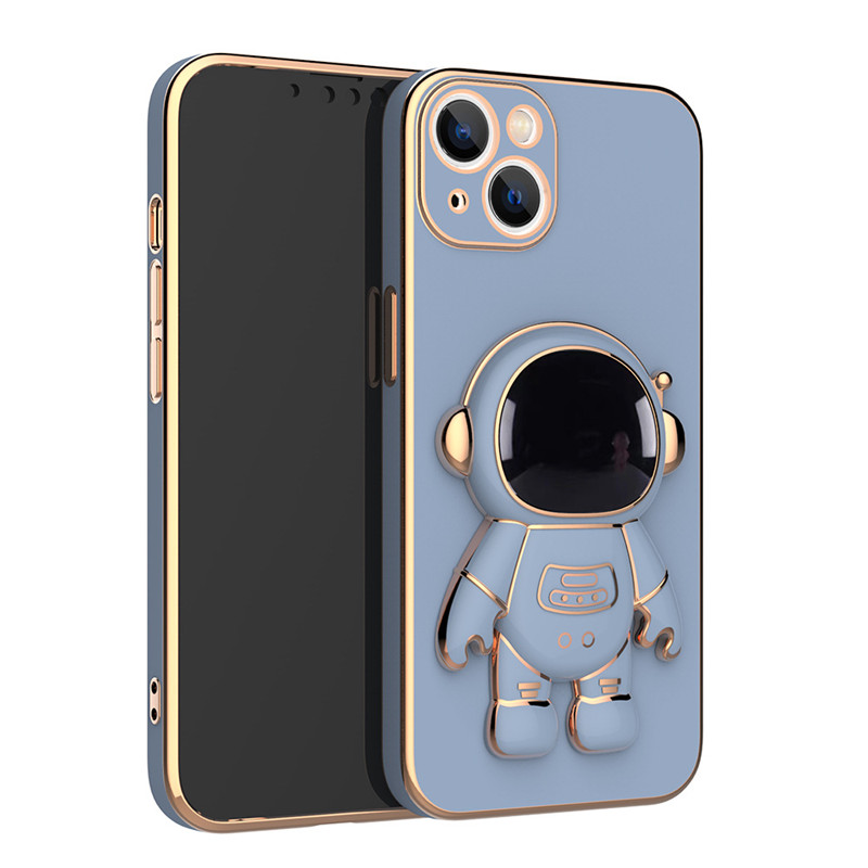 Phone Case For OPPO Reno 5 lite Plating Astronaut Fold Phone Holder Soft TPU Cover On reno 2 2Z 3 4 Pro 5 6z 7 8 findx3 _voghion.com