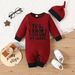 Mother & Kids INS newborn baby boy spring and autumn style letter embroidery long sleeve open crotch jumpsuit hat_voghion.com