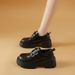 Loafer mit mittlerem Absatz, Damenschuhe mit dickem Absatz, vielseitiges, kleines Fußbett, schwarzes Leder_voghion.com