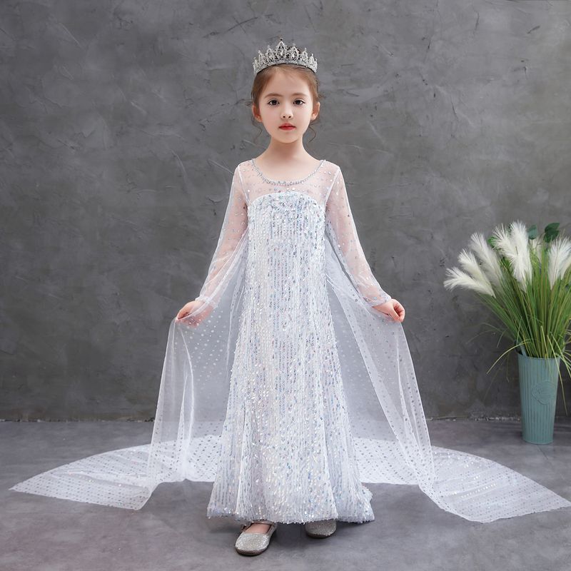 Kid's Clothing Girls children's new dress Frozen princess dress white clothes_voghion.com