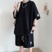 Men's Sports Suit High-End Waffle Texture T-Shirt Shorts Two-Piece Loose Casual Fashion Summer Outfit Trend_voghion.com