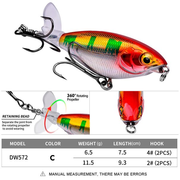 Propeller Lure Surface System Tractor 6g 11g Bionic Plastic Hard Bait Long Casting Floating Pencil_voghion.com