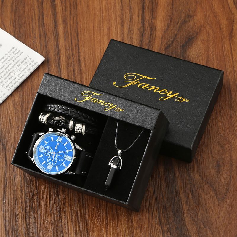 Pappendagscadeau-Set Männer Business-Auer-Set Liicht Luxus Halskette Armband Auer-Set Gebuertsdagscadeau_voghion.com