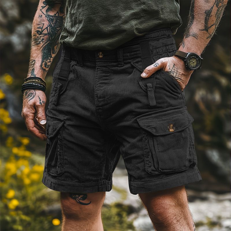 Herrenbekleidung Sommer-Arbeitsshorts in europäischer Größe Freizeithose für Herren mit mehreren Taschen Lose Retro-All-Match-Fünf-Punkt-Hose American High Street_voghion.com