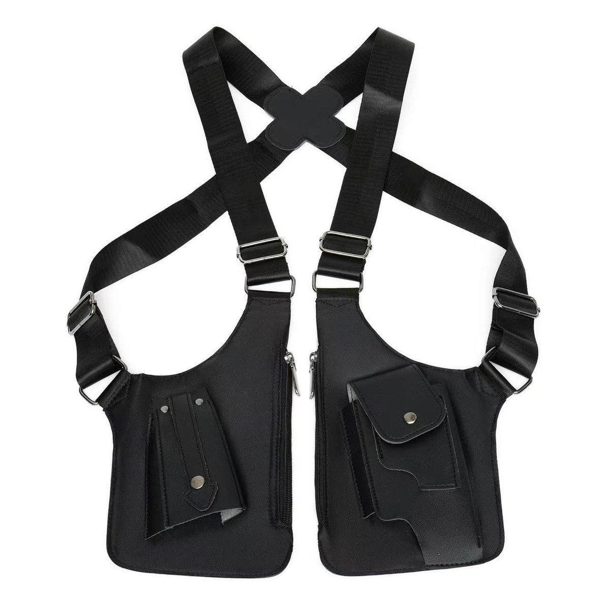 Men's Retro Straps Underarm Satchel Multifunctional Shoulder Bag Women's Outdoor Mobile Phone Bag_voghion.com