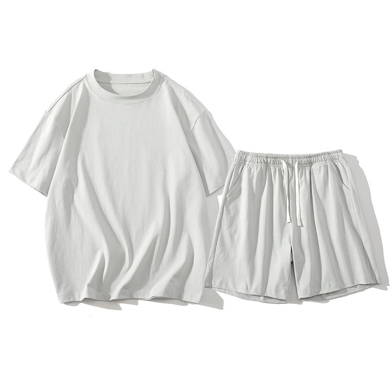 Men's Clothing Summer New Simple Style Solid Color Sports Leisure Suit Men And Women Short Sleeved Shorts Fashionable Loose Couple Two Piece Suit_voghion.com