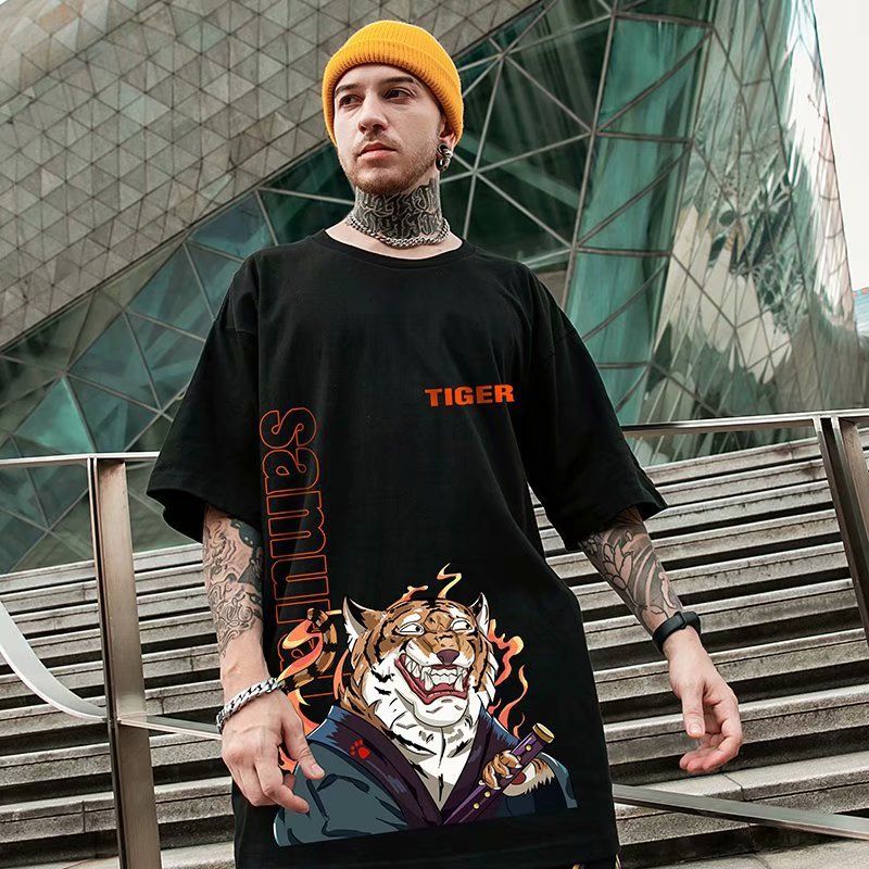 C&J Short Sleeve T-shirt Men's Fashion Fat Man Oversize Men's Wear Plus Fat Summer Fashion Brand Loose Half Sleeve_voghion.com