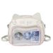 Millennial JK Hot Girl Pain Double Large Capacity Mechanical Transparent Cute Cat Badge Grain Single Shoulder Crossbody_voghion.com