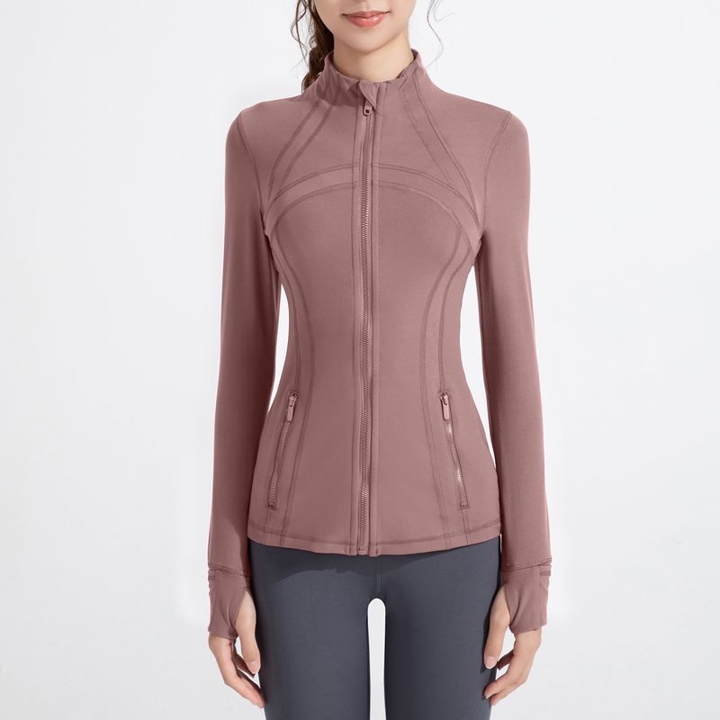 LazyZoom Athena Lulu Nowa odzież do jogi damska Naked Feel Stand Collar kurtka sportowa do biegania fitness długi rękaw zamek błyskawiczny płaszcz_voghion.com
