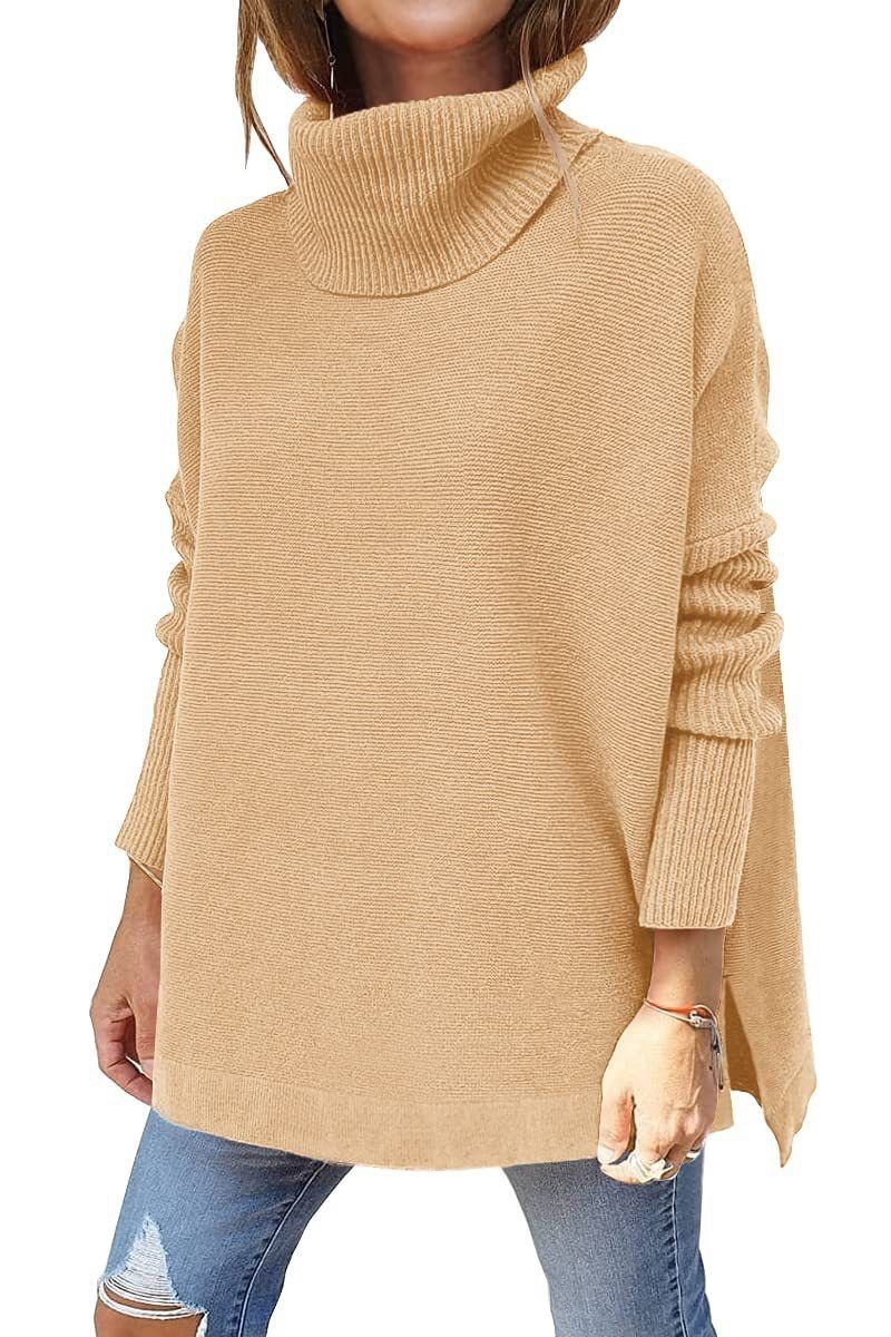 Turtleneck Batwing Sweater – Slim Waist & Cocoon Silhouette In Cashmere-Blend (S-XXL, 9 Luxe Colors)_voghion.com