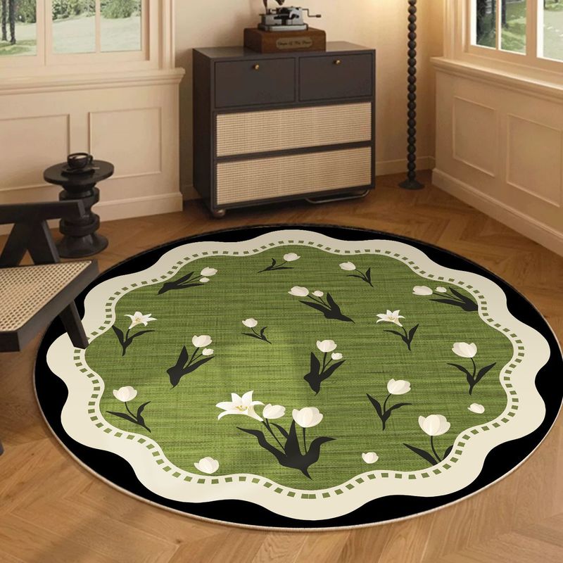 Green Medieval Style Living Room Rocking Chair Sofa Floor Mat Bedroom Cloakroom Light Luxury High End Makeup Chair Round Carpet_voghion.com