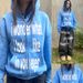 Unisex Retro Hooded Sweatshirt With Bold Letter Print, Oversized Streetwear Pullover, Anime Graphic Zip-Up Hoodie For Men & Women (Blue, S-XXL)_voghion.com