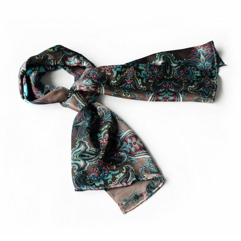 Blando Black & Blue Paisley Patterns Revitalized Style Soft Silk Scarf/Wrap/Shawl(Large)_voghion.com