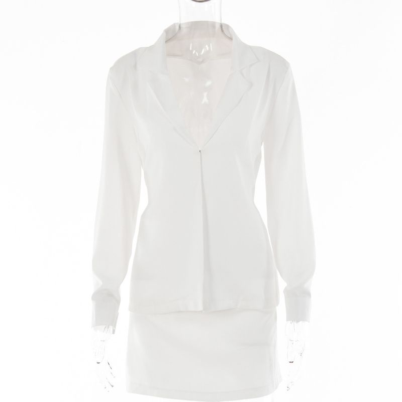 Frauen einfarbig anzug sexy OL licht reife gewürz strickjacke schnalle top hohe taille rock_voghion.com