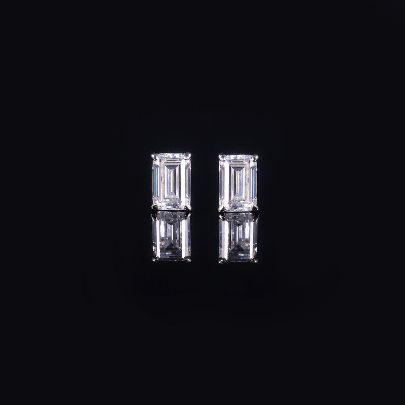 Emerald Cut 9/10/14/18k Gold Earrings Four Claws 0.8 Carat Moissanite Earrings Platinum Earrings Simple_voghion.com